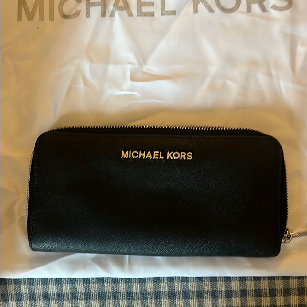 Michael Kors Black Zip-Around Wallet